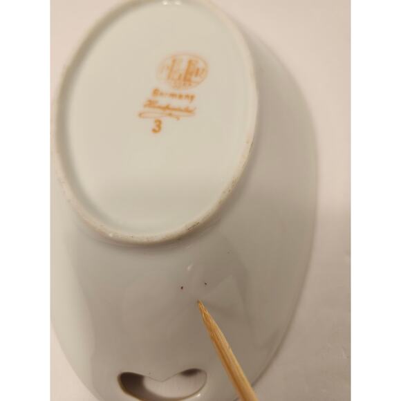 PV Vessra Porcelain Vintage Hand Painted 3 Piece Set Pickle Dish Oval Floral - Picture 12 of 12